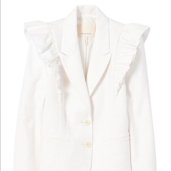 Rebecca Taylor SLUB SUITING RUFFLE JACKET - Picture 2 of 7